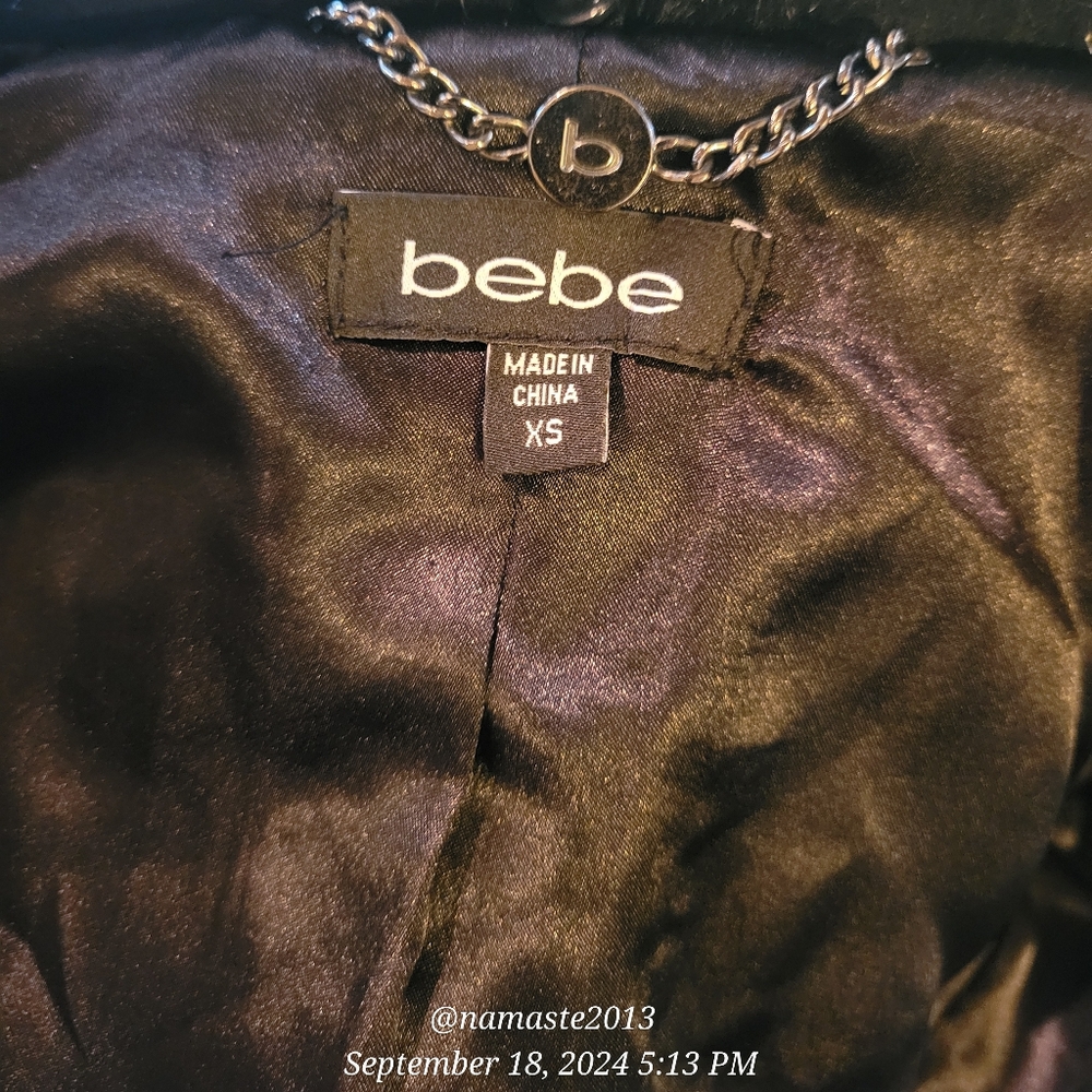 Bebe Wool Blend Jacket Faux Fur Collar Faux Fur Sleeve Cuffs Designer Luxury 62 - Picture 11 of 14